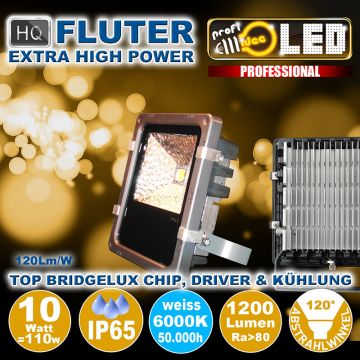  99107 - 10W=110W LED HQ Fluter 1100Lm 120 6000K IP65  38.45USD - 42.71USD  
