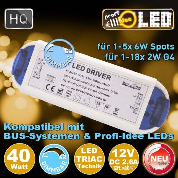  99082 - 40W LED Trafo Driver DIMMBAR fr 1-5x 6w Spots  38.64USD - 42.92USD  
