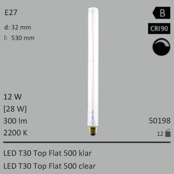  50198 - 12W=28W Segula LED T30 Top Flat 500 klar E27 300Lm CRI90 2200K dimmbar  36.73GBP - 40.82GBP  