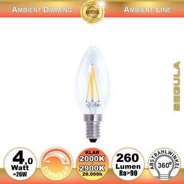  50241 - 4W=26W LED Ambient Dimming Glas Kerze klar E14 260Lm 360 Ra>90 2000K-2900K  2759.07JPY - 3066.58JPY  