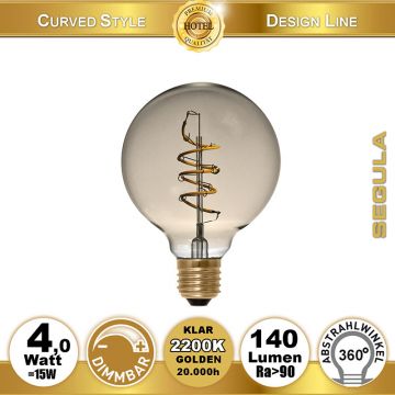  50536 - 4W=15W LED Globe 95 Curved Spirale Gold E27 140Lm 2200K dimmbar  24.79USD - 26.10USD  
