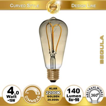  50531 - 4W=15W LED Rustika Curved Golden E27 140Lm 2200K dimmbar  18.41GBP - 19.39GBP  