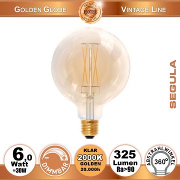  50293 - 6W=30W LED Golden Globe 125 dimmbar E27 325Lm 360 Ra>90 2000K  28.39USD - 31.56USD  