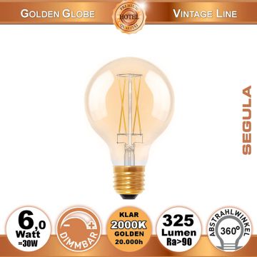  50291 - 6W=30W LED Golden Globe 80 dimmbar E27 325Lm 360 Ra>90 2000K  24.47USD - 27.19USD  