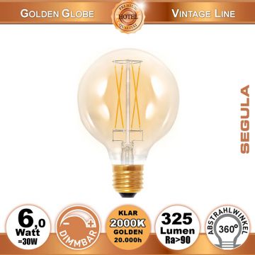  50292 - 6W=30W LED Golden Globe 95 dimmbar E27 325Lm 360 Ra>90 2000K  24.95USD - 27.74USD  